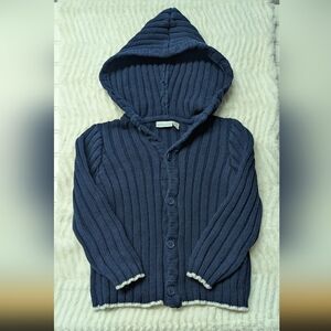 JoJo Maman Bebe Blue Knit Button Up Cardigan Sweater